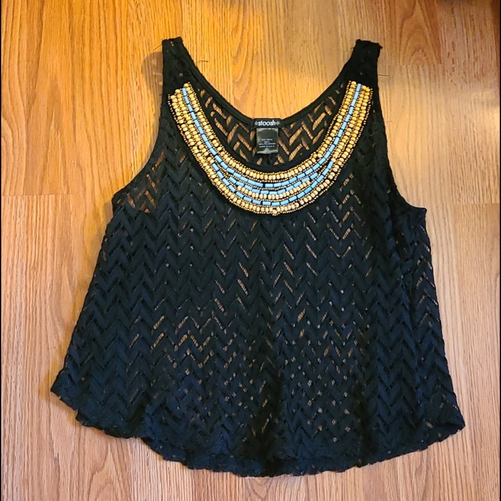 Beaded neck tank top